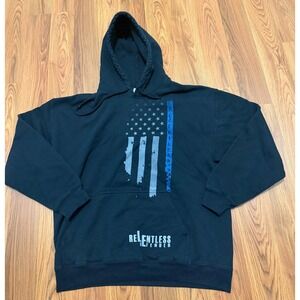 Relentless Defender Hoodie Mens Large American Flag Thin Blue Line